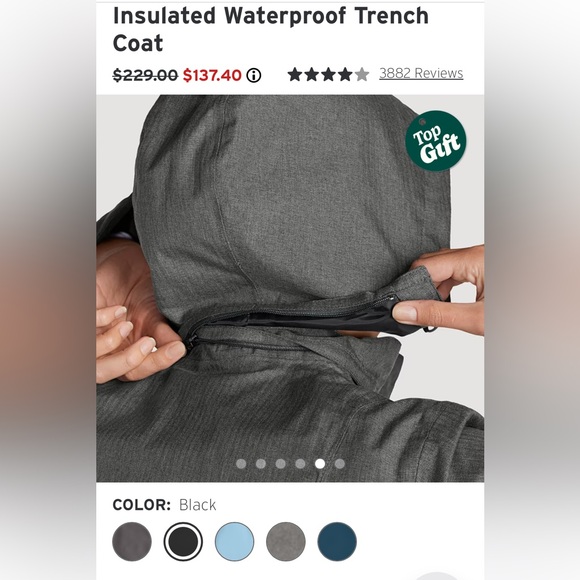 Black 3/4 length jacket winter coat hoodie Rain water proof jacket  XS - Small - Picture 5 of 5